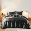 3 - Piece Silky Satin Duvet Cover Set, Full/Queen, Organic Black 400TC, Luxury Bedding with Zipper Closure - 3 of 4