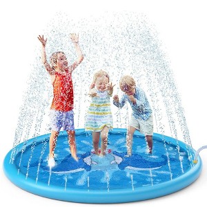 MOVSSOU Splash Pad 67" Sprinkler Play Mat Kid Dog Pad Sprinkler Pool Backyard Water Mat Blue - 1 of 4