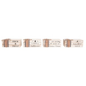 Transpac Small Wood Halloween Book Stack Set of 4 - Decorative Freestanding Signs for Spooky Home Decor - 1 of 1