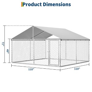 10x10x6FT Outdoor Dog Kennel with Waterproof Cover, Heavy Duty Metal Dog Cage with Safety Lock, Dog Run Enclosure for Garden Backyard Farm - 1 of 4