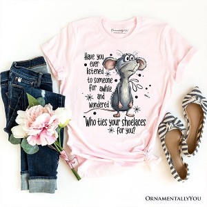 Funny Mouse Sarcastic T-Shirt, Who Ties Your Shoelaces Humor Quote Tee Soft Pink 2XL - 1 of 4