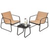 Costway 3 Pieces Patio Conversation Set Outdoor Metal Chair & Table Tempered Glass Top - 3 of 4