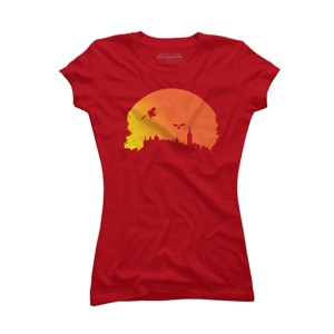 Junior's Design By Humans Halloween witch silhouette By InfaredDesigns T-Shirt - 1 of 3