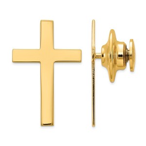 Black Bow Jewelry 14K Yellow Gold Large Cross Lapel or Tie Pin, 14 x 22mm - 1 of 3