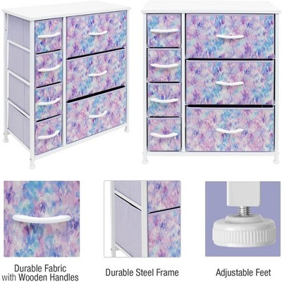 Sorbus Tie-Dye Purple 7-Drawer Kids Dresser with Steel Frame