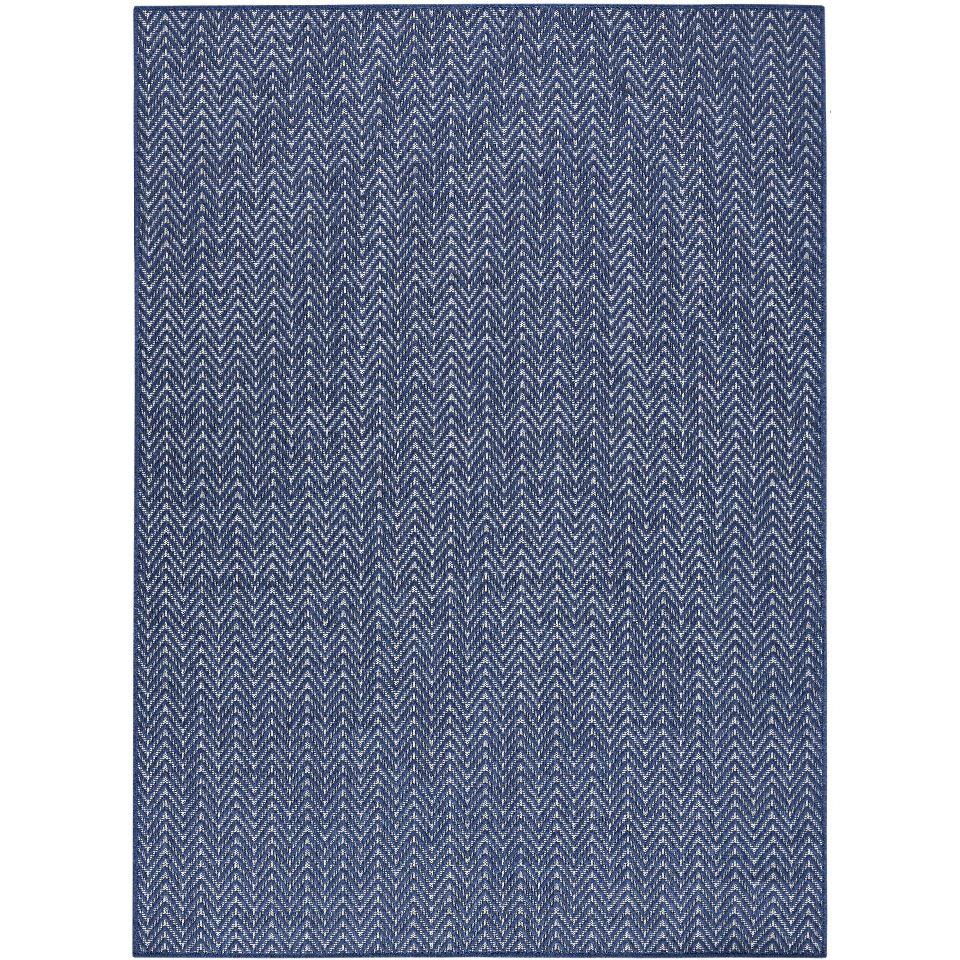 Nourison Horizon Indoor/Outdoor 6' x 9' Navy Modern Chevron Flatweave Rug