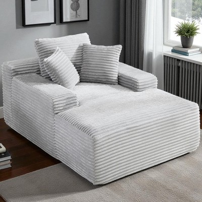 Mshliw 67" Oversized Chaise Lounge Chair with Wide Armrest,Deep Seat Corduroy Sleeper Sofa with 3 Pillows,Convertible Boneless Sofa Bed,No Assembly