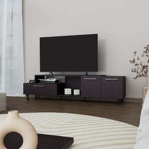 69.3" Particle Board 2-Shelf Entertainment Center with Open Storage and 2 Side Cabinets for Living Room and Bedroom - 1 of 4