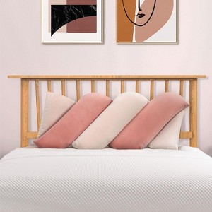 Hachikiko Candy Color Headboard Pillow -  Pink Velvet Back Cushion for Sofa, Bed Rest, Reading Support - 1 of 4