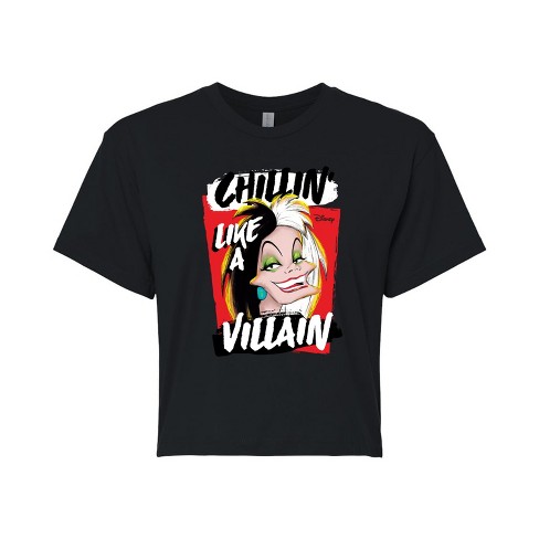 Women's - Disney Villains - Cruella Chillin Like A Villain Cropped Graphic T-Shirt - image 1 of 4