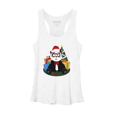 Women's Design By Humans Christmas - Panda Nerd By Adamzworld Racerback Tank Top
