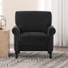 Beautyolove Dark Teal Chenille Upholstered Wood Frame Accent Chair Armchair with Turned Legs and Tufted Rolled Armrests - 3 of 4