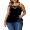 Agnes Orinda Women's Plus Size Adjustable Sleeveless Strap Fashion Casual Lace V Neck Velvet Camisoles - 2 of 4