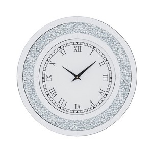 Round Mirror Wall Clock Crushed Diamond - 1 of 4