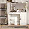 KTMBDW 43.4" Makeup Vanity Table with Stool, Makeup Table with Mirror&11 LED Light, Brightness Adjustable, Dressing Table Desk with 3 Drawers - 3 of 4