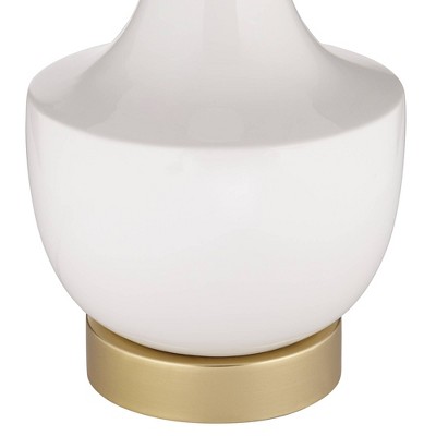 White and Gold Ceramic Mid-Century Modern Table Lamps with USB Ports