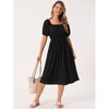 INSPIRE CHIC Women's Eyelet Square Neck Short Puff Sleeve Casual A Line Summer Midi Dress - 3 of 4