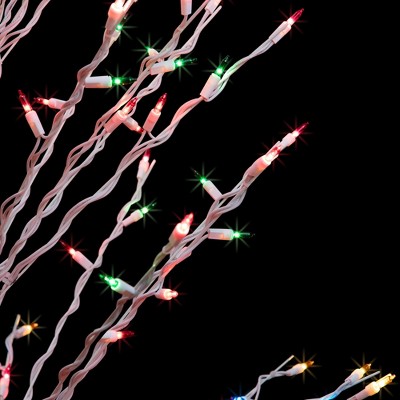 4' White Metal Outdoor Christmas Twig Tree with Multi-Color Lights