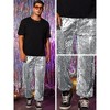 Lars Amadeus Men's Elastic Waist Sparkly Disco Costume Metallic Sequin Joggers - 4 of 4