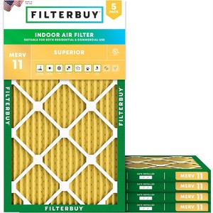 Filterbuy 13.25x22.75x1 Air Filter (5-Pack), Pleated MERV 11 Allergen Defense Replacement HVAC AC Furnace Filters (Actual Size: 13.25 x 22.75 x 0.75) - 1 of 4