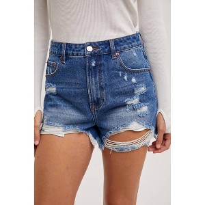 Women's HIGH RISE DISTRESSED DENIM SHORTS - BluIvy - 1 of 4