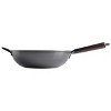 Gibson Home Stargaze 13 Inch Carbon Steel Nonstick Debossed Wok with Wood Handle in Black - 2 of 4