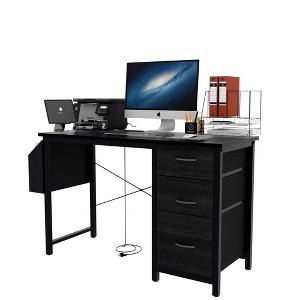 KTMBDW 47.3" L-Shaped Desk with Power Outlets, Office Desk with 3 Drawers, Gaming & Home Office Workstation - 1 of 4