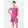 2Bunnies Girls' Tween Teen Smocked Ruffle Mini Dress On and Off Shoulder - 4 of 4
