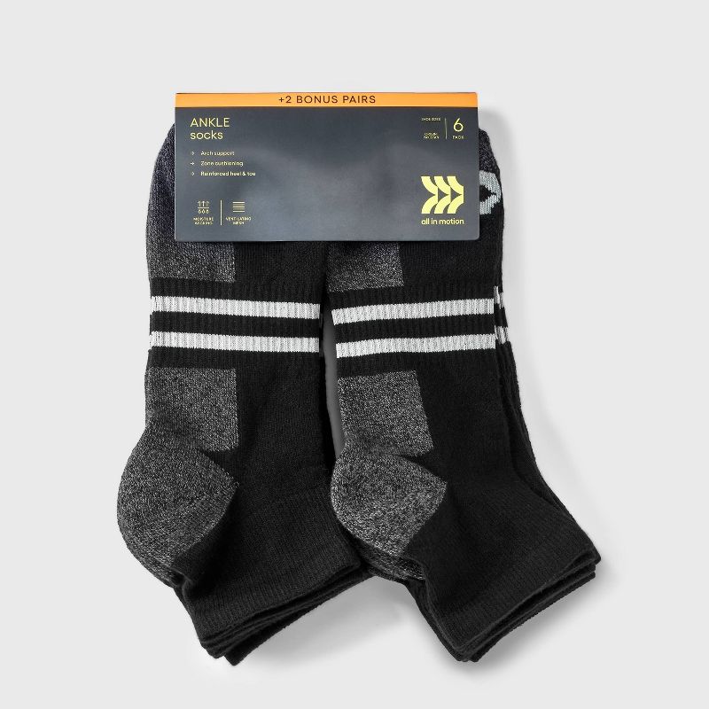 Men's Training 8pk Ankle Socks - All in Motion™ 6-12, 3 of 5