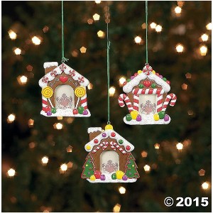 Fun Express Resin Gingerbread House Photo Frame Ornaments  for Christmas- 3 Pieces - 1 of 2