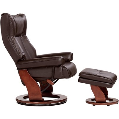 Java Brown Faux Leather Swivel Recliner with Ottoman
