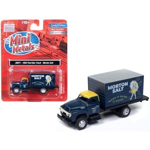 1954 Ford Box Truck Dark Blue with Yellow Top "Morton Salt" "Mini Metals" 1/87 (HO) Scale Model Car by Classic Metal Works - 1 of 3