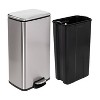 Honey-Can-Do 5L and 30L Rectangular Step Trash Can Combo: Steel Pedal-Operated Lid, Silver Indoor Kitchen Garbage Cans - 2 of 4