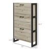 Munora 3-Tier Flip Drawer Shoe Storage Cabinet, Narrow Entryway Organizer with Adjustable Shelves, Walnut & Black - 3 of 4