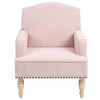 Ridstar Modern Fabric Accent Armchair with Vintage Wood Legs & Tacker Nail Trim for Bedroom & Living Room-Pink - 3 of 4