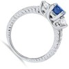Pompeii3 1ct Vintage Blue Diamond 3-Stone Engagement Ring 14K White Gold - 4 of 4