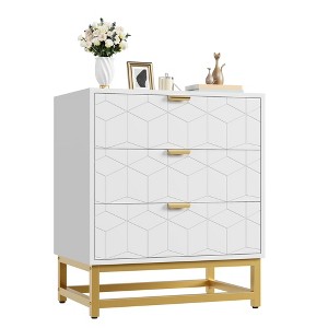 Dresser for Bedroom, 3 Drawer Dresser with Metal Legs, Wood Dressers Chest Organizer with Wide Storage - 1 of 4