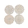 Set of 4 Floral Carved Coasters White Mango Wood & Jute - 4 of 4