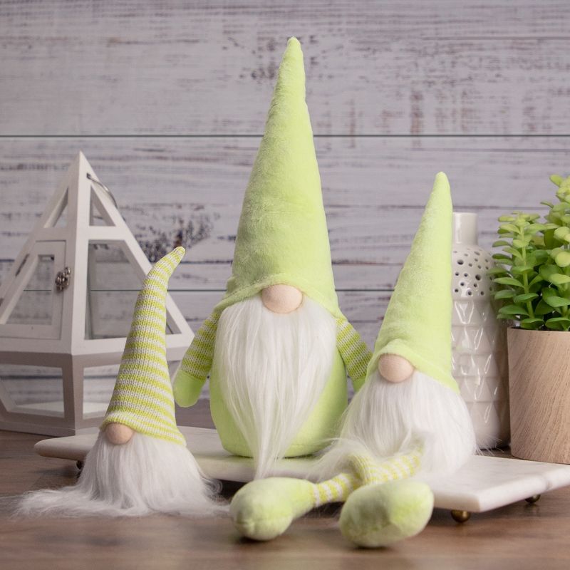 Northlight 7.5" Lime Green and White Striped Hat Spring Gnome, 2 of 6