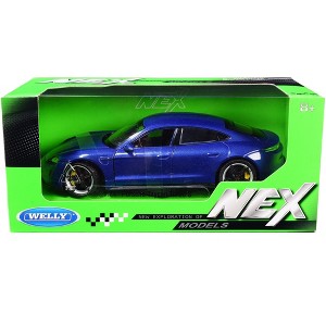 Porsche Taycan Turbo S Blue Metallic "NEX Models" 1/24 Diecast Model Car by Welly - 1 of 3