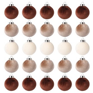 Orieon 25PCS Velvet Christmas Ball Ornaments, 2.36 Inch Shatterproof Plastic Xmas Tree Decorations, Elegant Flocked Holiday Home & Party Decor - 1 of 4