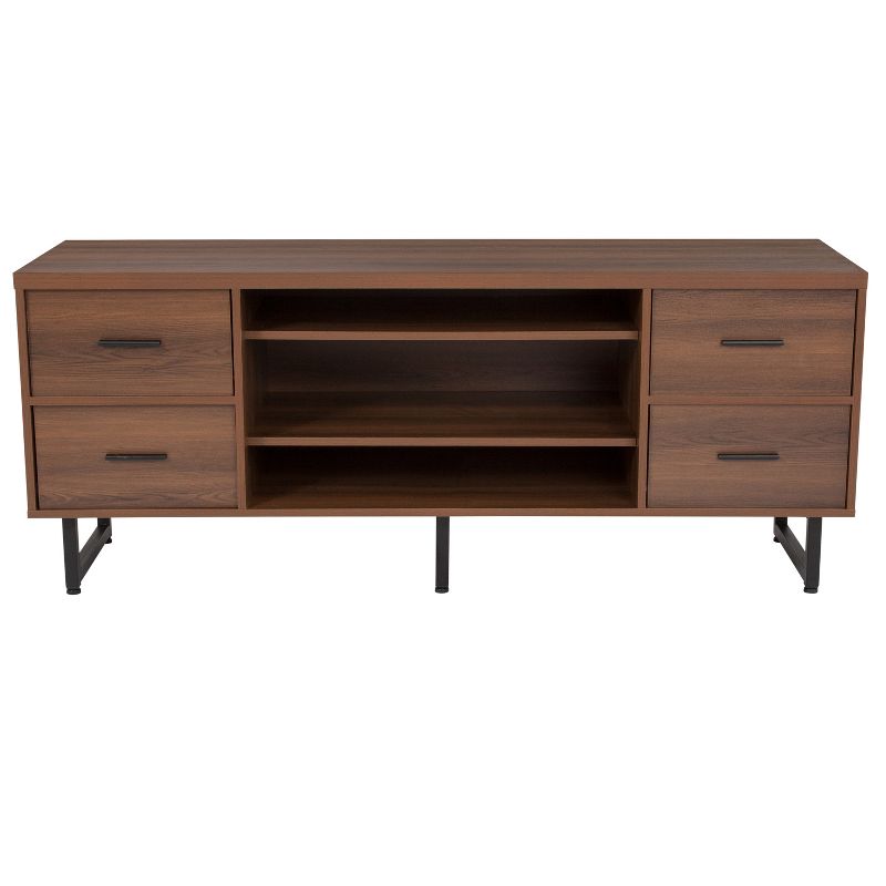 Flash Furniture Lincoln Collection TV Stand in Rustic Wood Grain Finish, 2 of 3