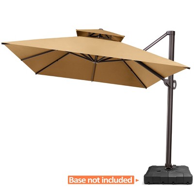 Pellebant 10'x 12.5' Patio Cantilever Umbrella UV30+ Double Top High-strength Aluminum Pole with 360°Rotation 5 Heights Adjustable