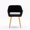 SKRAN Faux Fur Vanity Chair, Elegant Furry Makeup Desk Chairs, Modern Comfy Armchair with Wood Look Metal Legs in Bedroom Living Room (Black) - 4 of 4