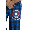 Marvel Mens' Captain America Shield Logo Plaid Pajama Lounge Pants Blue - 3 of 4