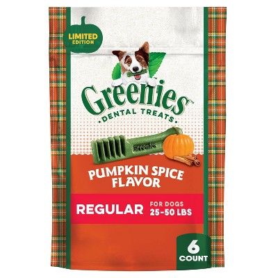 Greenies Pumpkin Spice Flavor Regular Dental and Hard Chews Dog Treats - 6oz/6ct