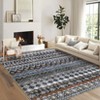 Area Rug Washable Low Pile Geometric Printed Floor Cover Non Slip Distressed Indoor Throw Rug Foldable Soft Ultra Thin Farmhouse Carpet - 2 of 4