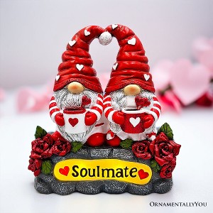 Soulmate Valentine Gnome Couple LED Figurine, 8" Romantic Room Statue Decor| OrnamentallyYou - 1 of 4