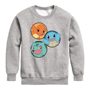 Boys' - Pokémon - Squirtle, Bulbasaur, & Charmander Group Graphic Long Sleeve Fleece Sweatshirt - 1 of 4