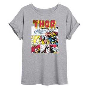 Women's - Marvel - Thor Comic Book Grid Oversized Graphic T-Shirt - 1 of 4